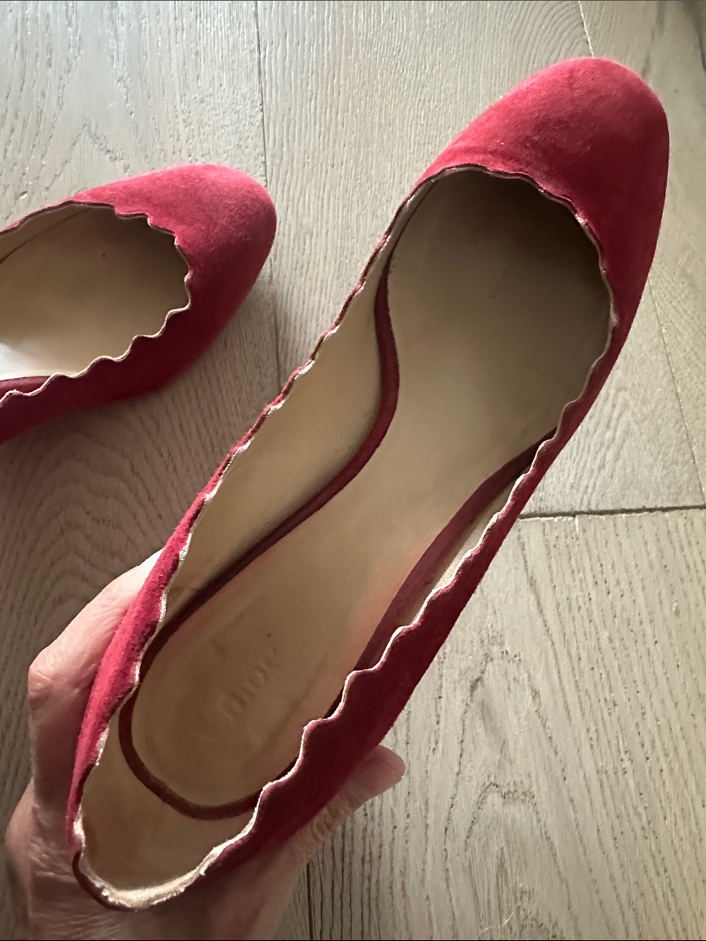 Chloe Red Scalloped Edge Suede 65mm size 40.5